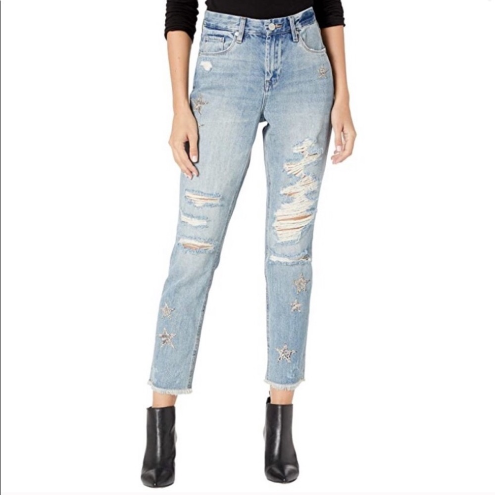BlankNYC Cropped Ludlow Jeans High Rise Stars NWT